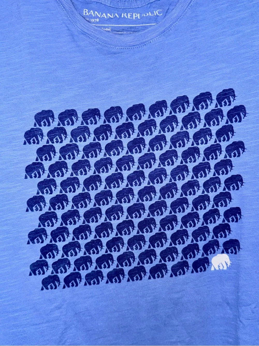 Banana Republic Light Blue Tee with Navy Elephant Graphic